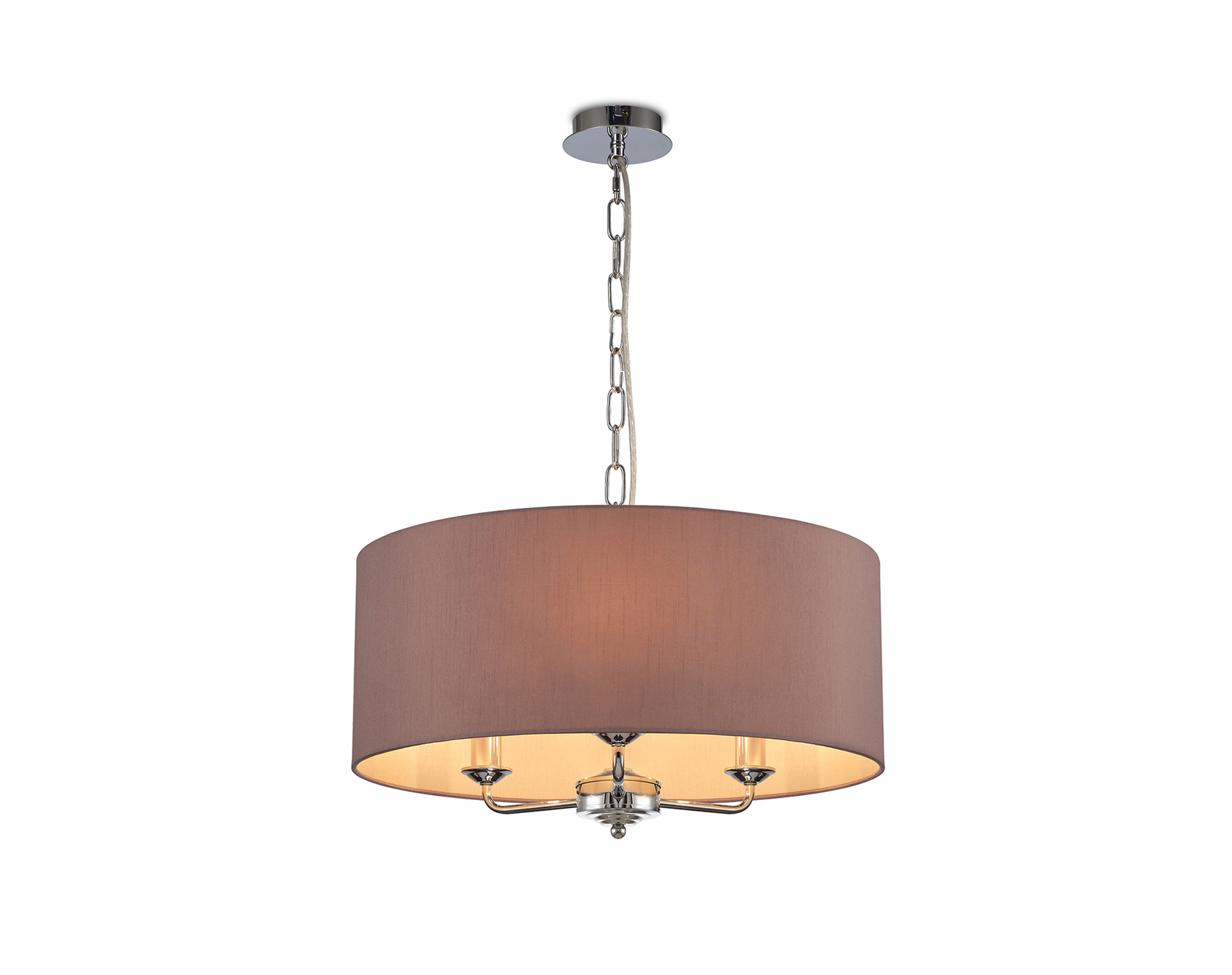 DK0026  Banyan 50cm 3 Light Pendant Polished Chrome, Taupe/Halo Gold